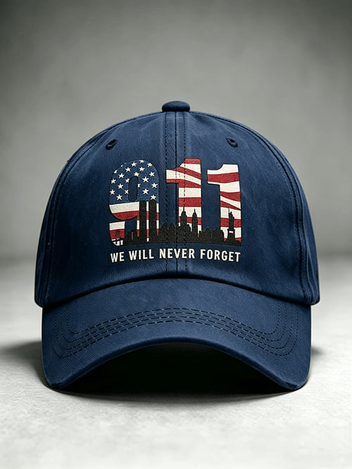 911 We Will Never Forget Baseball Cap US American Flag Merch Twin Towers Memorial Gift