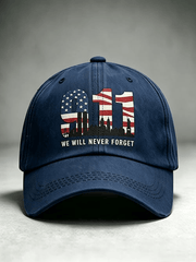 911 We Will Never Forget Baseball Cap US American Flag Merch Twin Towers Memorial Gift