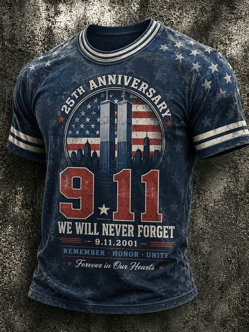 25th Anniversary September 11 2001 T-Shirt We Will Never Forget 911 Shirt Gift For Husband