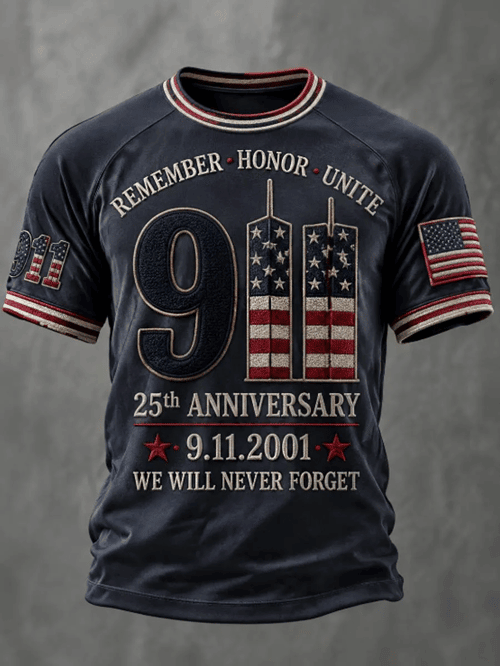 911 We Will Never Forget T-Shirt United We Stand 25th Anniversary Clothes Gift For Men