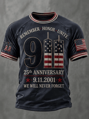 911 We Will Never Forget T-Shirt United We Stand 25th Anniversary Clothes Gift For Men