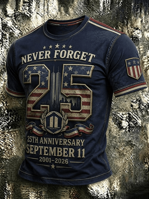 Never Forget 911 T-Shirt We Will Remember 25th Anniversary Shirt Best Gifts For Him
