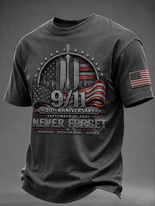 911 20th Anniversary September 11 2021 Never Forget T-Shirt US American Flag Honor Clothing Gift