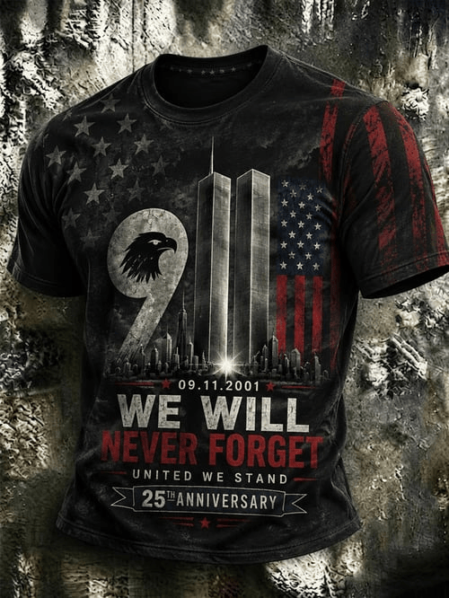 911 We Will Never Forget T-Shirt United We Stand 25th Anniversary Clothes Fan Gift