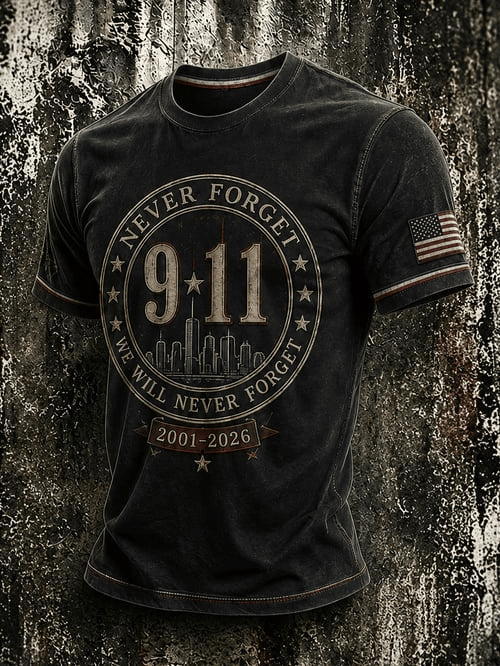 We Will Never Forget 911 T-Shirt 25th Anniversary September 11 2001 Shirt Gift Ideas For Husband