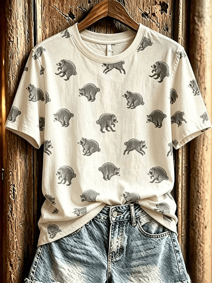 Cute Raccoon All Over Print T-Shirt Funny Raccoon Shirt Good Gifts For Her