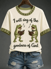 I Will Sing Of The Goodness Of God Ringer T-Shirt Cute Frogs Shirt Gift Ideas For Her