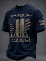 25th Anniversary September 11 2001 T-Shirt We Will Never Forget 911 Shirt Men Gift
