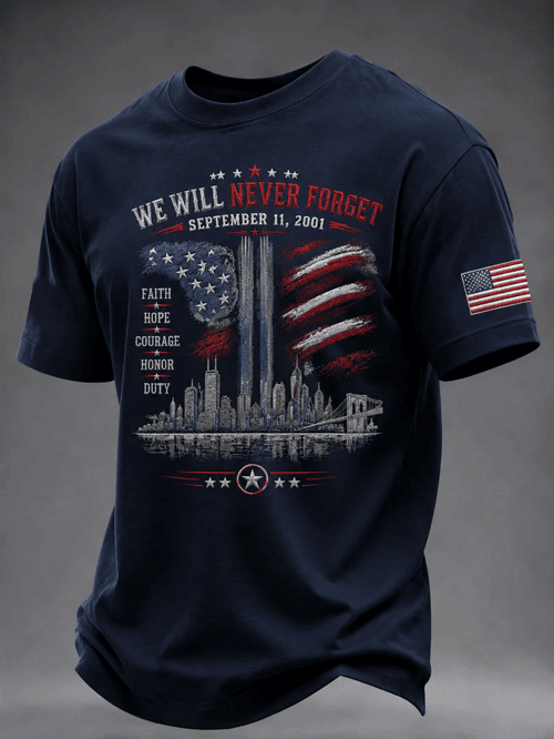 911 We Will Never Forget T-Shirt 25th Anniversary Merch Birthday Presents For Husband