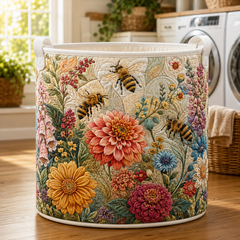 Bee Sanctuary Quilt Laundry Basket Boho Sunflower Floral Tree Storage Bin Gift Ideas