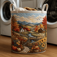 Fall Town Quilt Laundry Basket Autumn Landscape Storage Bin Gift For Friends