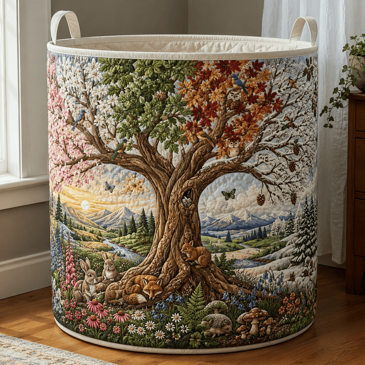 Circle Of Life Quilted Laundry Basket Tree Of Life Nature Clothes Hamper Gifts