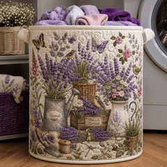 Lavender Charm Quilted Laundry Basket Purple Lavender Clothes Hamper Floral Gifts