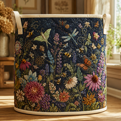 Midnight Garden Quilted Laundry Basket Dark Floral Pond Clothes Hamper Unique Housewarming Gifts