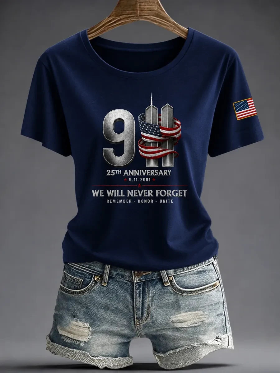9 11 25th Anniversary Never Forget T-Shirt Best 9 11 Memorial Tee Best Gift For Girlfriend