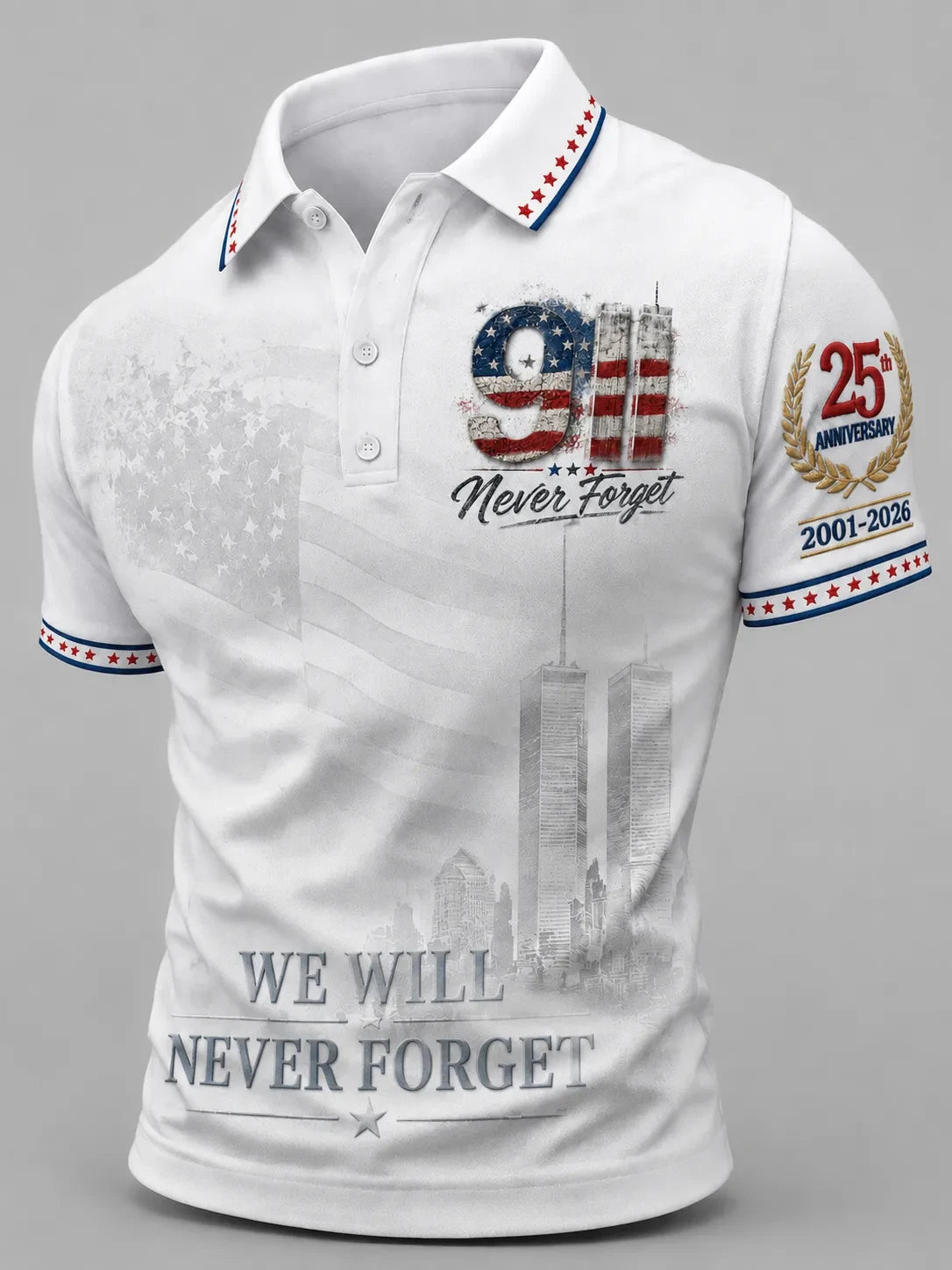 9 11 25th Anniversary Never Forget Polo Shirt Memorial 911 Tee Best Gift For Husband