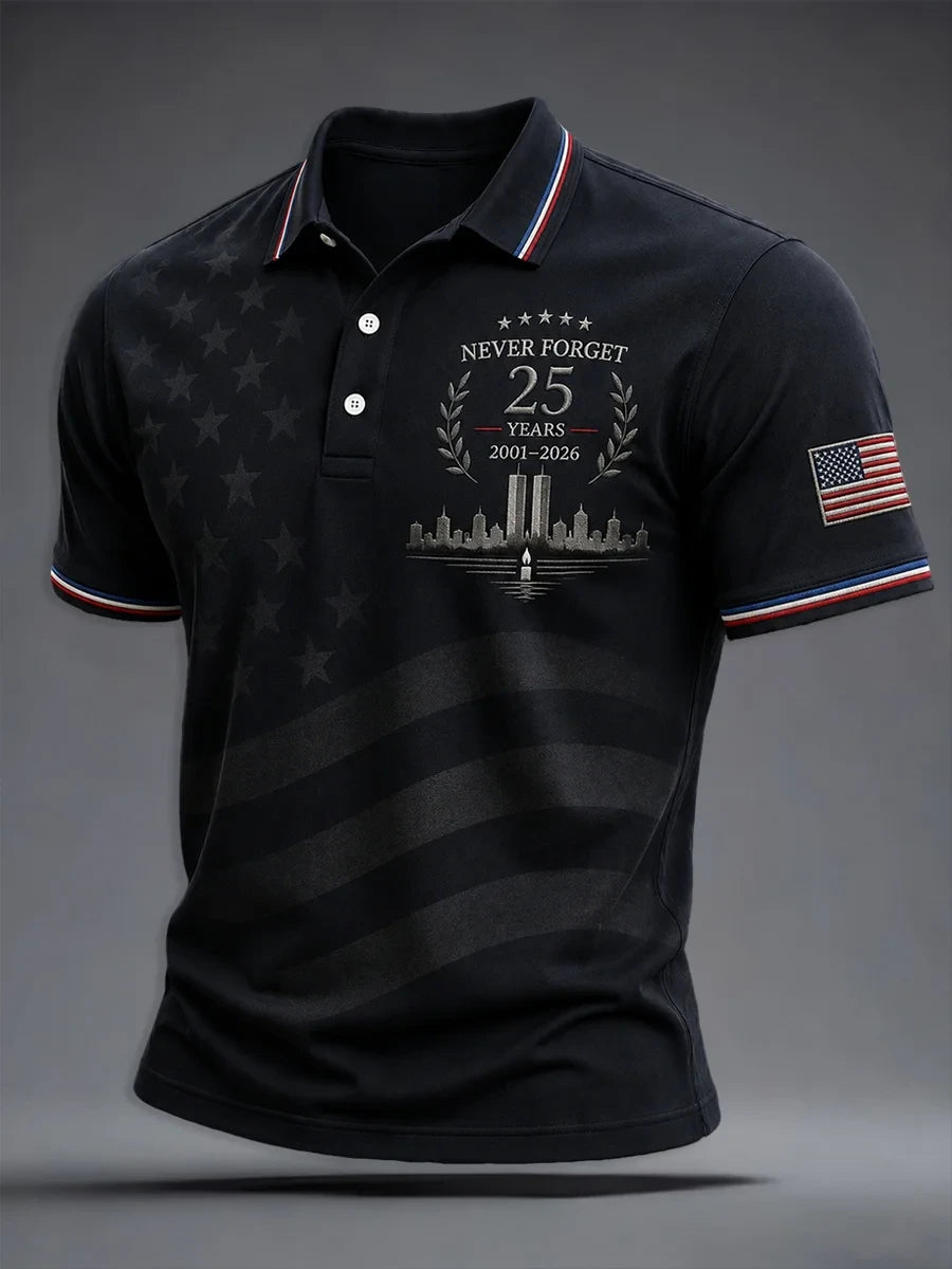 9 11 25Th Anniversary We Will Never Forget Polo Shirt Patriotic 911 Clothing Gift For Father