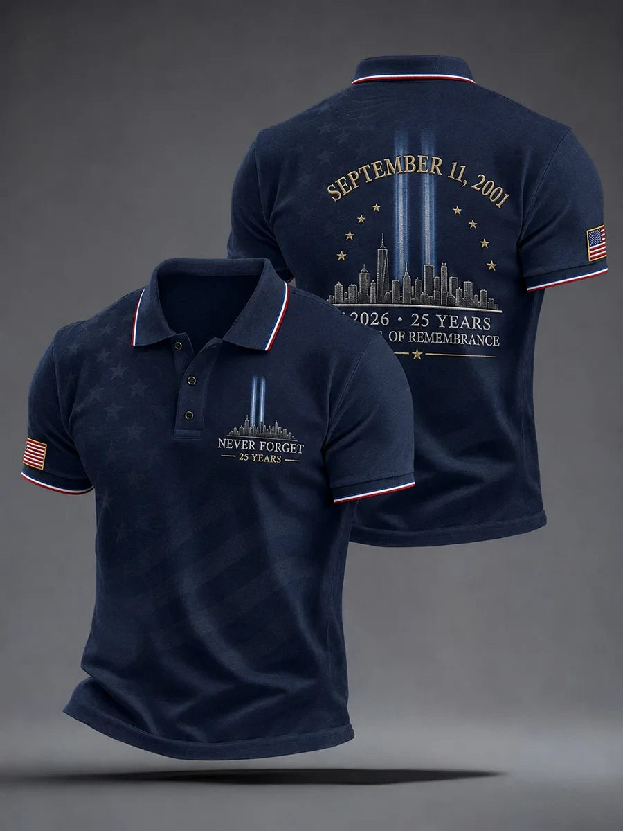 9 11 25th Anniversary Never Forget Polo Shirt September 11th Anniversary Clothes