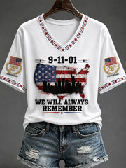 9 11 25th Anniversary Never Forget V-Neck Shirt 9 11 Memorial Tee Best Tribute Gifts