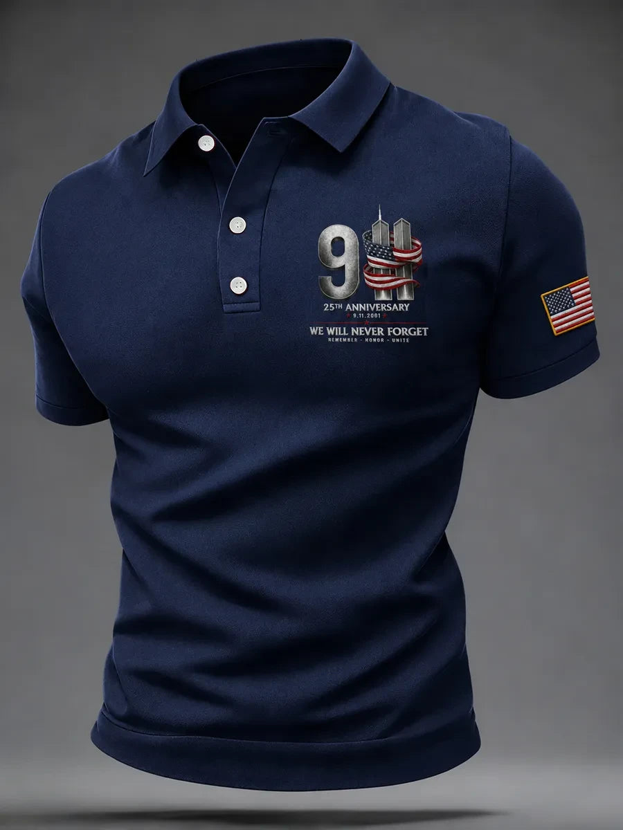911 25th Anniversary Never Forget Polo Shirt 911 Apparel Patriot Day Gift Ideas