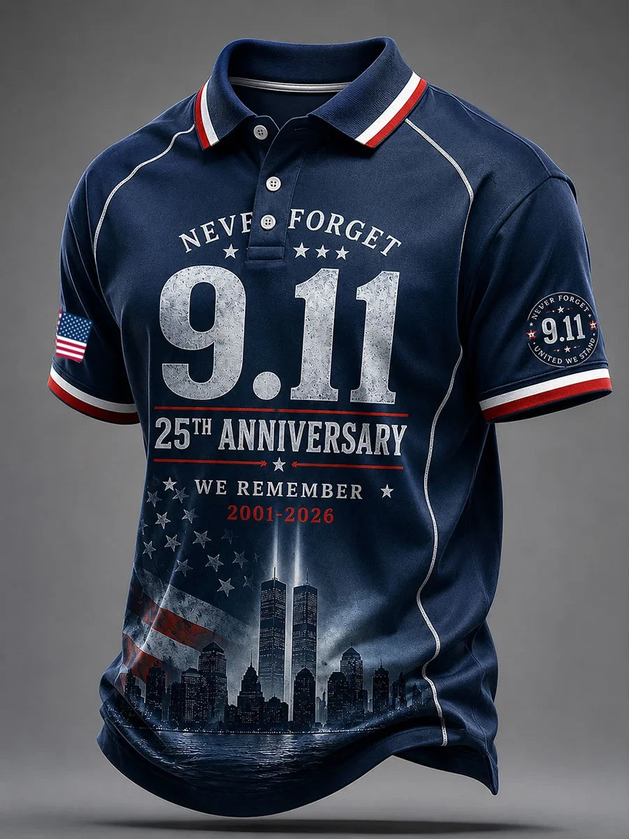 911 25th Anniversary Never Forget Polo Shirt 911 Apparel Tribute Gift For Husband