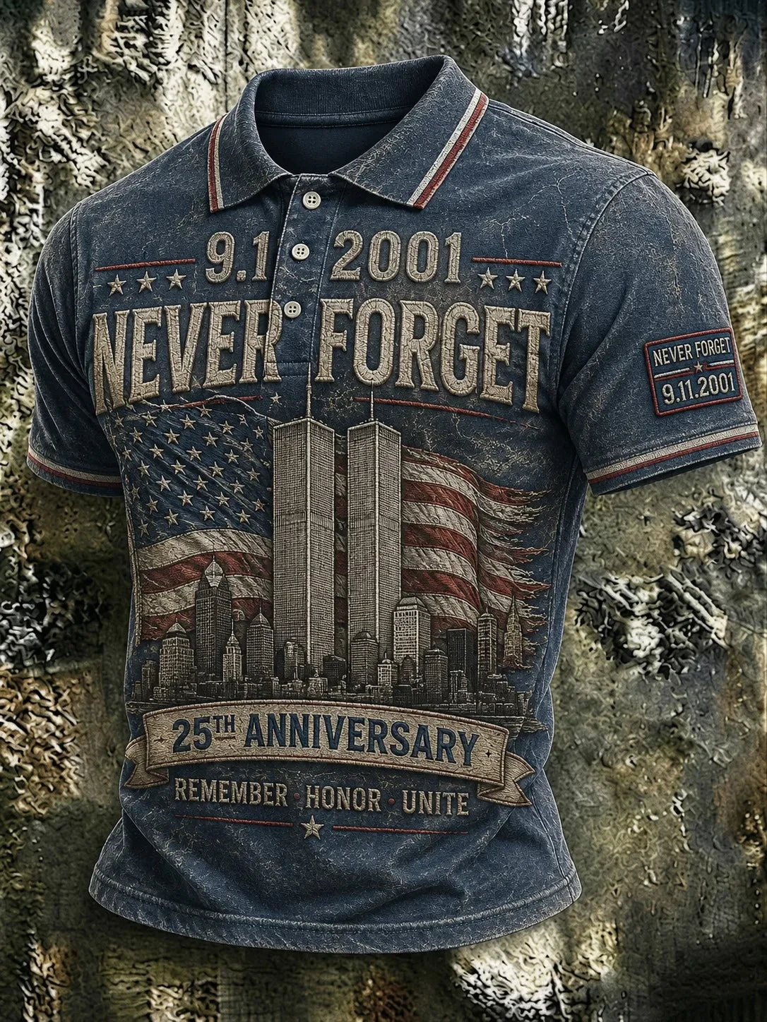 911 25th Anniversary Never Forget Vintage Polo Shirt 9 11 Commemorative Apparel Gift Ideas