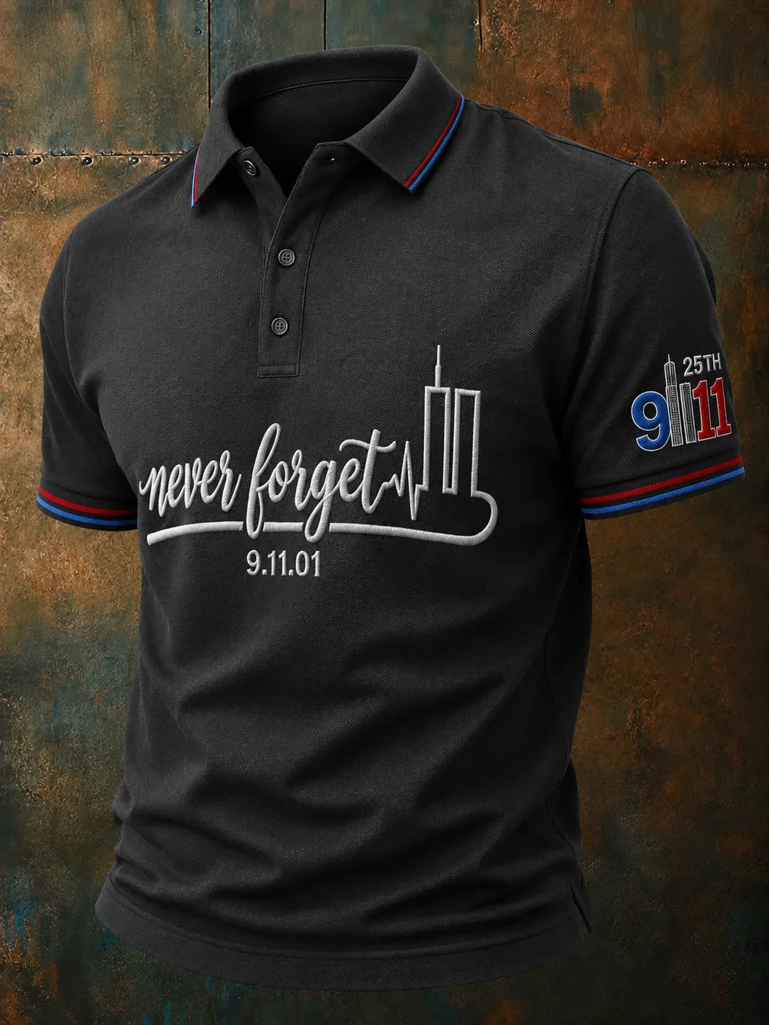911 25th Anniversary Never Forget Polo Shirt 911 Memorial Tee Present For Father