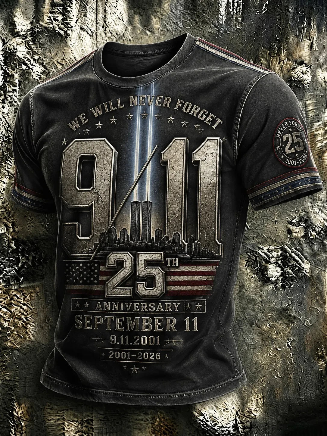 911 25th Anniversary Never Forget Vintage T-Shirt 911 Tribute Apparel Patriotic Gift For Dad