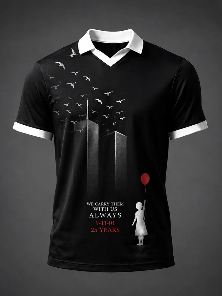 911 25th Anniversary Never Forget V-Neck Shirt 911 Memorial Tee