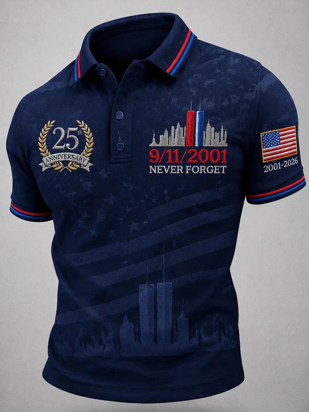 911 25th Anniversary Never Forget Polo Shirt 911 Apparel Best Gift For Father