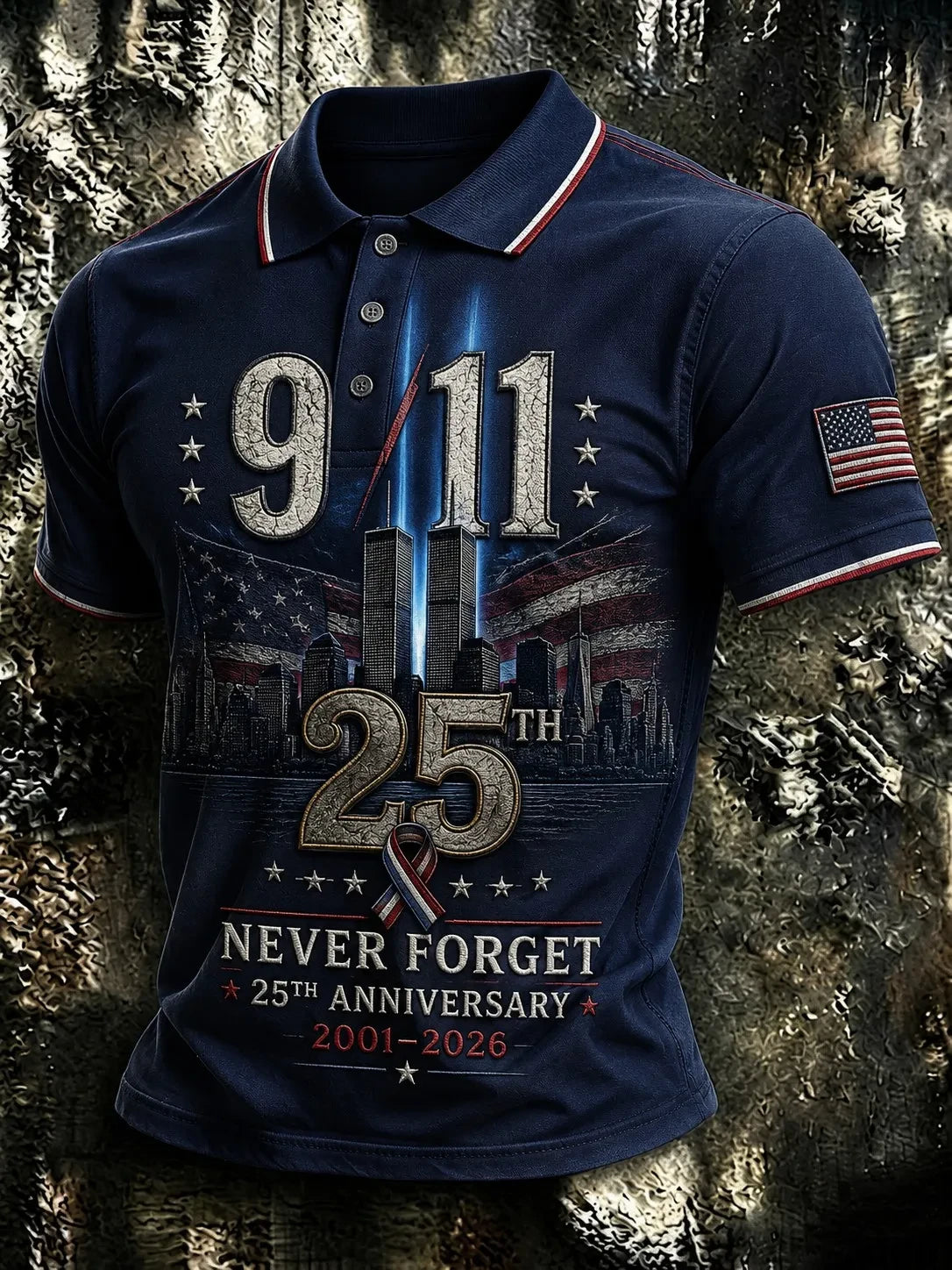 911 25th Anniversary Never Forget Polo Shirt 911 Apparel Present For Husband