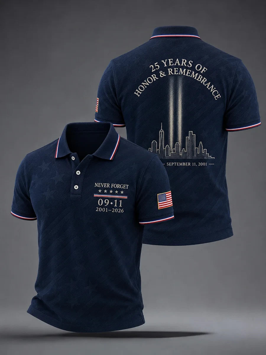 911 25th Anniversary Never Forget Polo Shirt 911 Clothes Memorial Gift For Dad