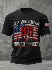 9 11 25th Anniversary Never Forget American Flag Shirt 9 11 Commemorative Clothing Line