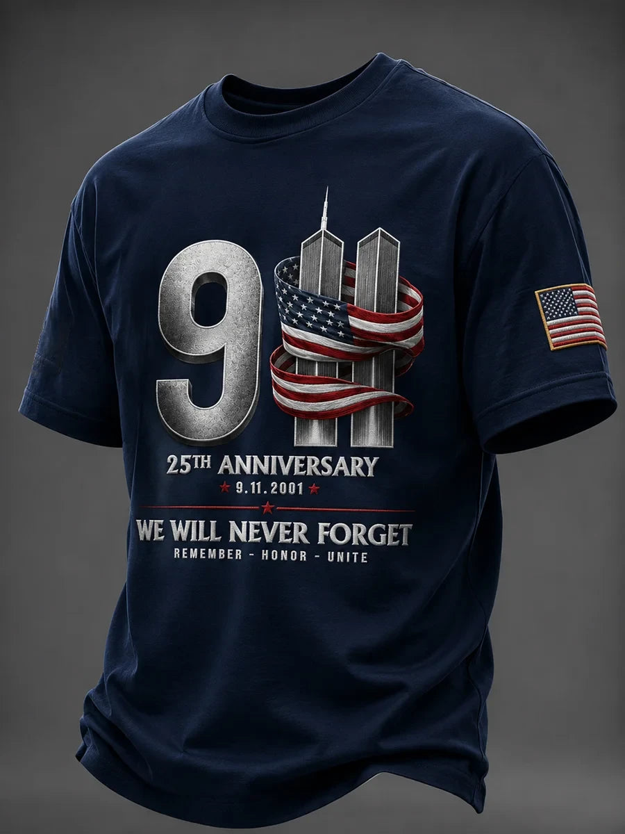 9 11 25th Anniversary Never Forget T-Shirt 9 11 Clothing Tribute Gift For Husband