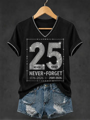 9 11 Never Forget V-Neck Shirt September 11th Commemorative Shirt Unique Gift For Her