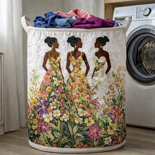 African Heritage Women Quilted Laundry Basket Cultural Art Storage Bin Gift For Her