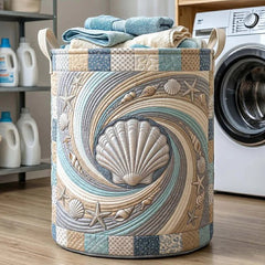 Coastal Quilted Laundry Basket Beach Nursery Storage Basket Ocean-Inspired Gift Ideas