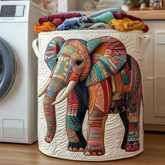 Elephant Lover Quilted Laundry Basket Vintage Floral Elephant Hamper Boho Safari Gift