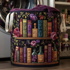 Library Quilted Laundry Basket Library Bookshelf Storage Bin Gift For Grandma