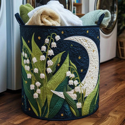 Lily Of The Valley Quilted Laundry Basket Celestial Moon Storage Basket Mystic Floral Gift Ideas