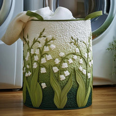 Lily Of The Valley Quilted Laundry Basket Large Floral Fabrics Hamper Foldable Family Gift