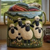 Sheep Quilted Laundry Basket Cute Lamb Floral Hamper Farmhouse Sheep Laundry Bin Gift