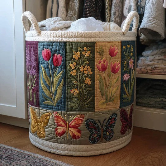 Vintage Wildflower Quilt Laundry Basket Floral Library Storage Hamper Flower Gift Ideas