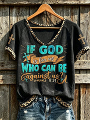 If God Is For US V-Neck Shirt Christian Cross Apparel USeful Gifts For Women