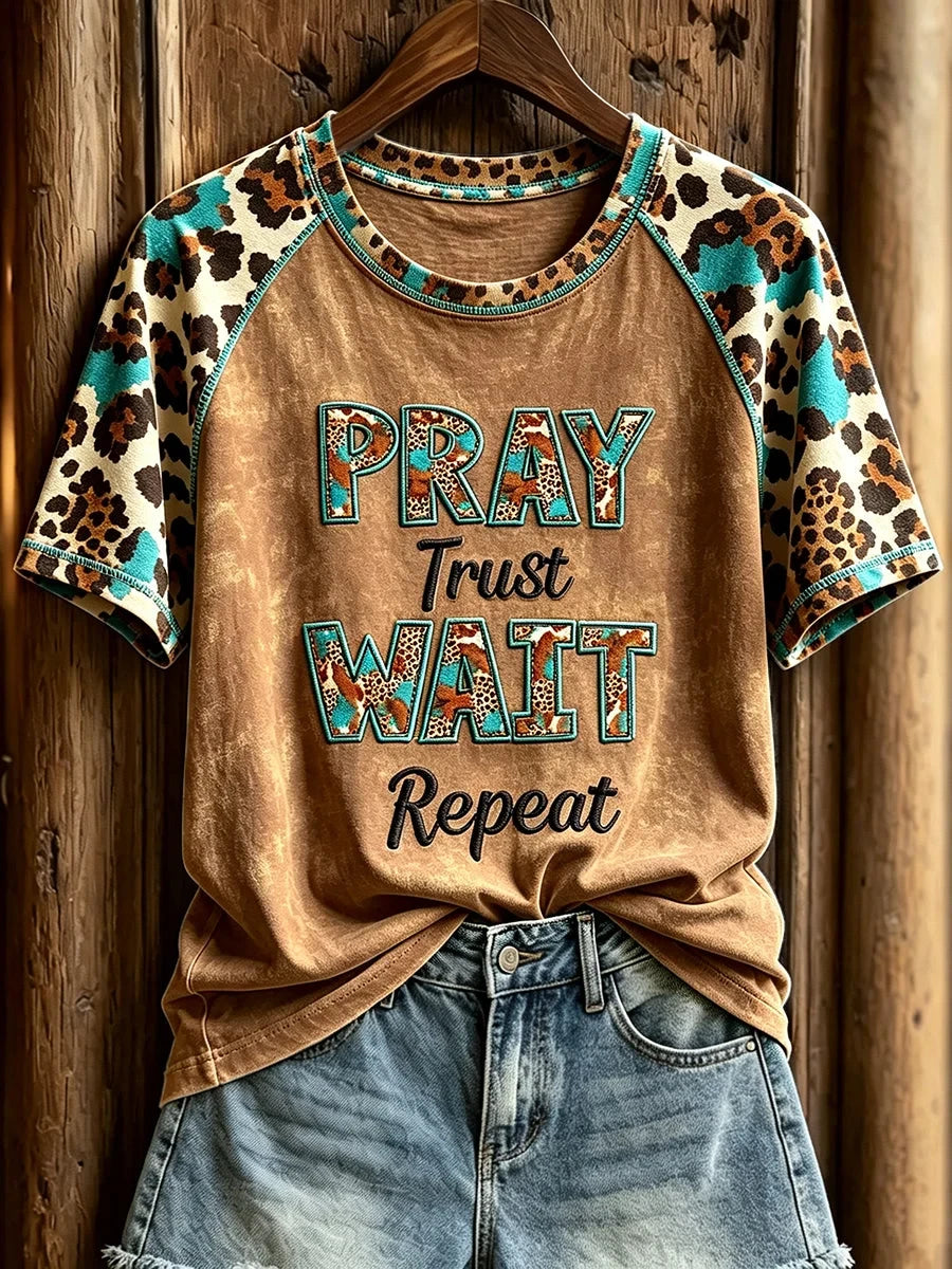 Pray Trust Wait Repeat T-Shirt Christian Faith Shirt Christian Gifts For Her