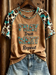 Pray Trust Wait Repeat T-Shirt Christian Faith Shirt Christian Gifts For Her