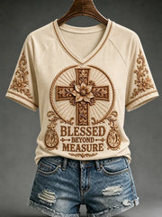 Blessed Beyond Measure V-Neck Shirt Christian Faith Shirt Christian Gifts