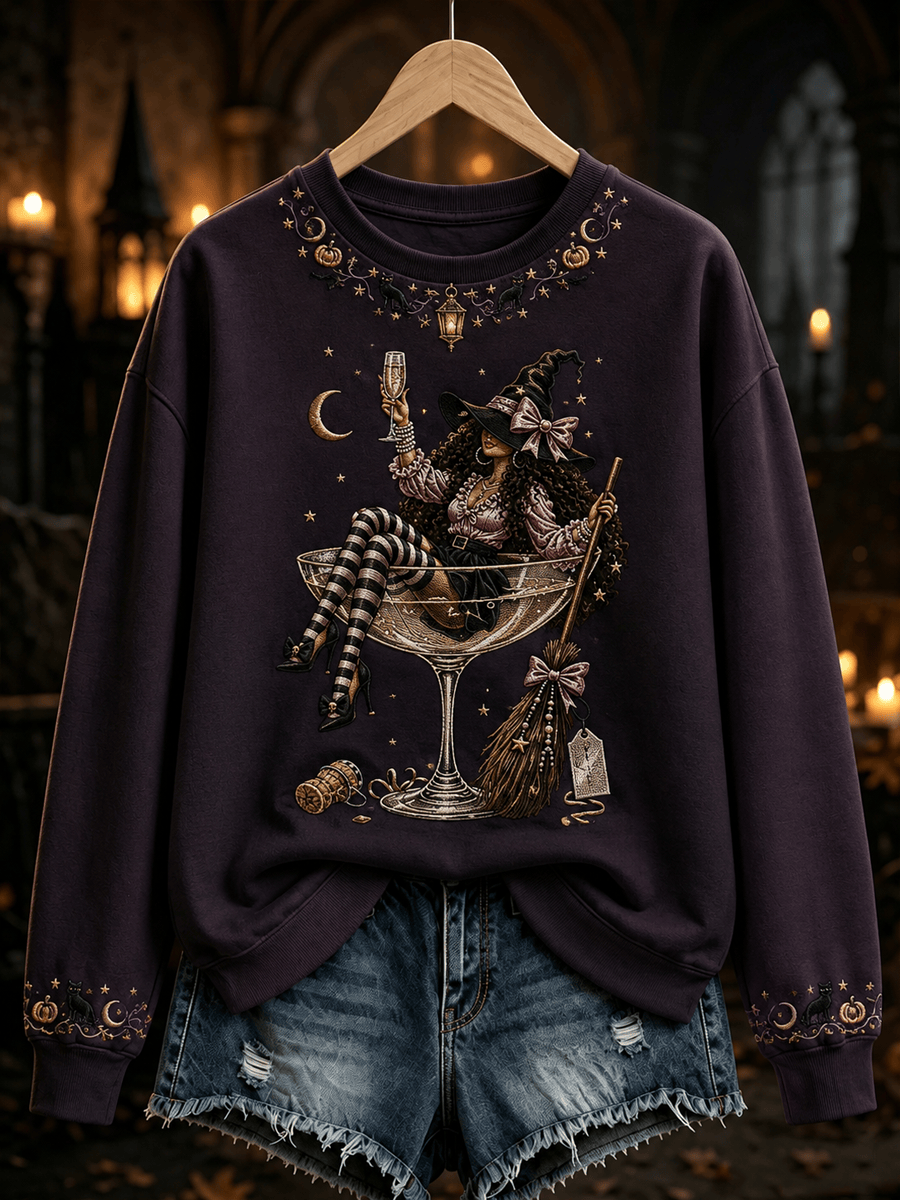 Witch Brewing Magic Cocktail Sweatshirt Halloween Merch Gift For Witchy Fans