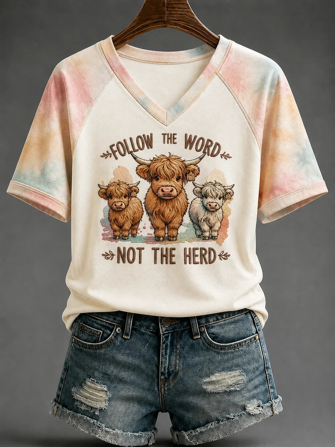Follow The Word Not The Herd V-Neck Shirt Christian Faith Apparel Unique Gifts For Wife