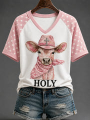Holy V-Neck Shirt Christian Cow Clothes Gifts For Women Who Have Everything